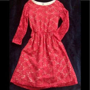 Ophelia for Francesca’s tomato red lace dress